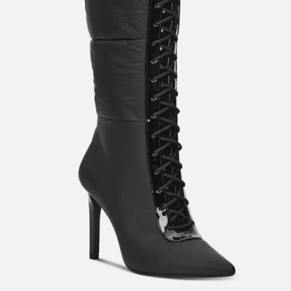 INC International Concepts Sicole Lace-Up Boots- Black- Size 8 M (Medium) NIB - Picture 1 of 8